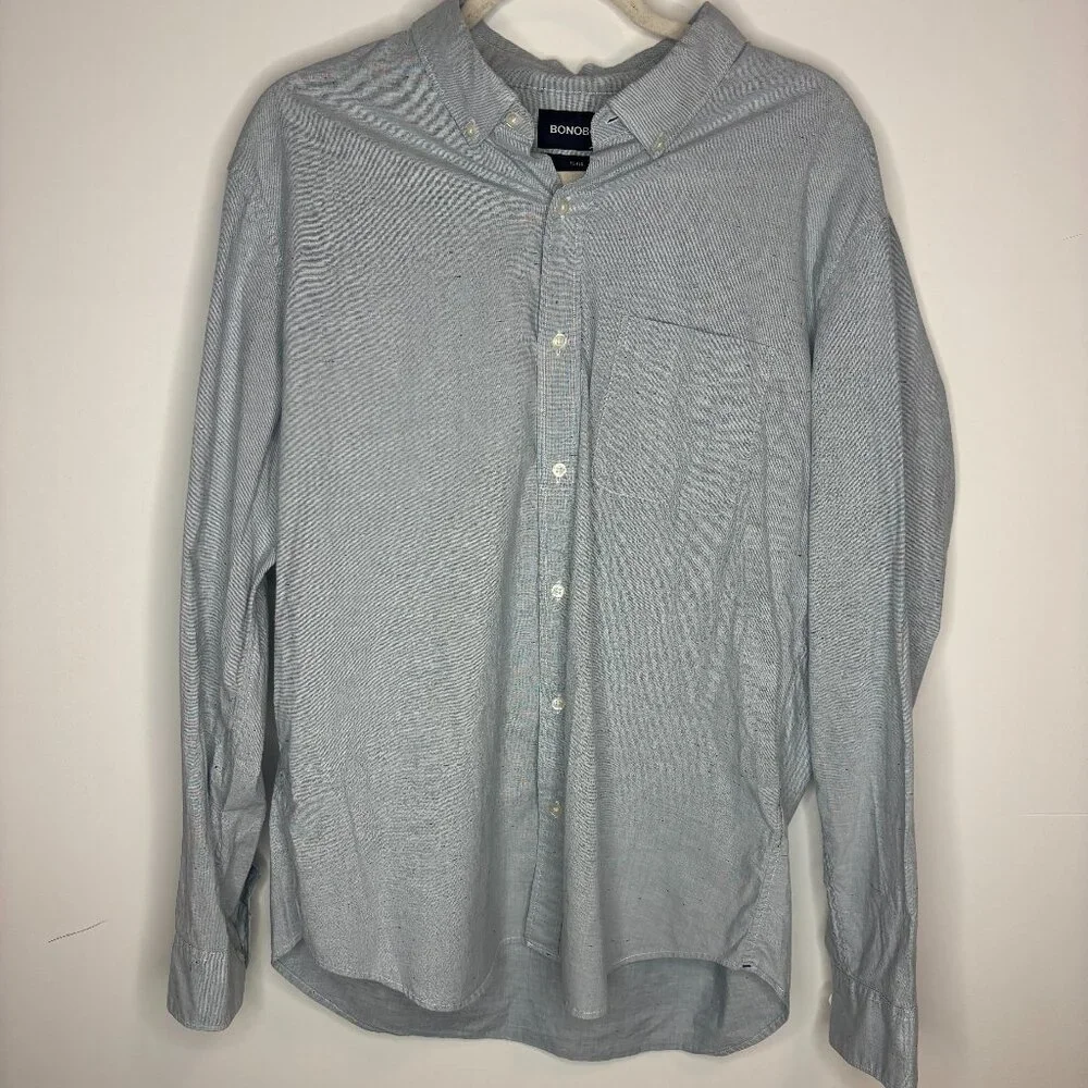Bonobos Men’s XL Extra Large Slim Fit Button Down Dress Shirt Blue Marled Print - Picture 2 of 7